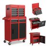 Tool Chest, 5-Drawer Rolling Tool Storage Cabinet with Detachable Top Tool Box, Liner, Universal Lockable Wheels, Adjustable Shelf, Locking Mechanism,