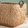 Rectangular Multi Purpose Water Hyacinth Woven Wicker Baskets with Handles - 16" x 12" x 13" - Natural Brown - For Towel, Toys, Magazine and Kitchen S