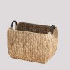 Rectangular Multi Purpose Water Hyacinth Woven Wicker Baskets with Handles - 16" x 12" x 13" - Natural Brown - For Towel, Toys, Magazine and Kitchen S