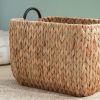Rectangular Multi Purpose Water Hyacinth Woven Wicker Baskets with Handles - 16" x 12" x 13" - Natural Brown - For Towel, Toys, Magazine and Kitchen S