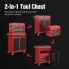 Tool Chest, 5-Drawer Rolling Tool Storage Cabinet with Detachable Top Tool Box, Liner, Universal Lockable Wheels, Adjustable Shelf, Locking Mechanism,