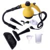 Handheld Pressurized Steam Cleaner with 9-Piece Accessory Set;  Multifunctional Steam Cleaning for Car;  Home;  Bedroom;  Chemical-Free;  Yellow