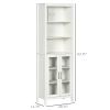kleankin Tall Bathroom Storage Cabinet with 3 Tier Shelf, Glass Door Cabinet, Freestanding Linen Tower with Adjustable Shelves, Antique White