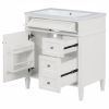 30'' Bathroom Vanity with Top Sink, Modern Bathroom Storage Cabinet with 2 Drawers and a Tip-out Drawer, Freestanding Vanity Set with Mirror Cabinet,