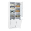 Bathroom Storage Cabinet with Doors and Drawers, Tilt-Out Laundry Hamper, Multiple Storage Space, Freestanding Style, Open Shelve, Adjustable Shelf, W