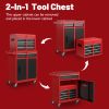 Tool Chest, 5-Drawer Rolling Tool Storage Cabinet with Detachable Top Tool Box, Liner, Universal Lockable Wheels, Adjustable Shelf, Locking Mechanism,