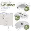 30'' Bathroom Vanity with Top Sink, Modern Bathroom Storage Cabinet with 2 Drawers and a Tip-out Drawer, Freestanding Vanity Set with Mirror Cabinet,