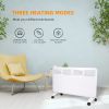 1500W Electric Utility Space Thermostat Heater, Freestanding Convector Heater For Office Desk Bedroom Home Indoor Use