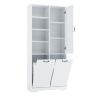 Bathroom Storage Cabinet with Doors and Drawers, Tilt-Out Laundry Hamper, Multiple Storage Space, Freestanding Style, Open Shelve, Adjustable Shelf, W