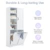 Bathroom Storage Cabinet with Doors and Drawers, Tilt-Out Laundry Hamper, Multiple Storage Space, Freestanding Style, Open Shelve, Adjustable Shelf, W