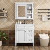 30'' Bathroom Vanity with Top Sink, Modern Bathroom Storage Cabinet with 2 Drawers and a Tip-out Drawer, Freestanding Vanity Set with Mirror Cabinet,