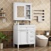 30'' Bathroom Vanity with Top Sink, Modern Bathroom Storage Cabinet with 2 Drawers and a Tip-out Drawer, Freestanding Vanity Set with Mirror Cabinet,
