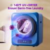 6.6lbs Portable Mini Cloth Dryer Machine FCC Certificate PTC Heating Tumble Dryer Electric Control Panel,Blue Body with Black Door,120V/850W,for Home/