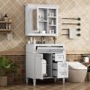 30'' Bathroom Vanity with Top Sink, Modern Bathroom Storage Cabinet with 2 Drawers and a Tip-out Drawer, Freestanding Vanity Set with Mirror Cabinet,