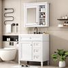 30'' Bathroom Vanity with Top Sink, Modern Bathroom Storage Cabinet with 2 Drawers and a Tip-out Drawer, Freestanding Vanity Set with Mirror Cabinet,