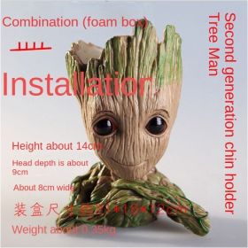 Galaxy Guard Flower Pot Tree Man Grute Baby Tree Man PVC Handmade Ornament (Colour: In a foam paper box with 3 denture chin)