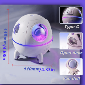 1pc 220ML Rechargeable Space Capsule Air Humidifier; USB Ultrasonic Cool Mist Aromatherapy Water Diffuser With Led Light Astronaut (Color: Purple, Model: Rechargeable Type)