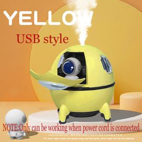1pc 220ML Rechargeable Space Capsule Air Humidifier; USB Ultrasonic Cool Mist Aromatherapy Water Diffuser With Led Light Astronaut (Color: Yellow, Model: USB Type)
