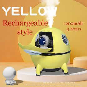1pc 220ML Rechargeable Space Capsule Air Humidifier; USB Ultrasonic Cool Mist Aromatherapy Water Diffuser With Led Light Astronaut (Color: Yellow, Model: Rechargeable Type)