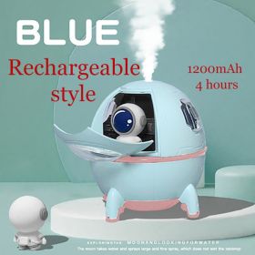 1pc 220ML Rechargeable Space Capsule Air Humidifier; USB Ultrasonic Cool Mist Aromatherapy Water Diffuser With Led Light Astronaut (Color: Blue, Model: Rechargeable Type)