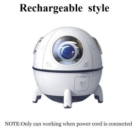 1pc 220ML Rechargeable Space Capsule Air Humidifier; USB Ultrasonic Cool Mist Aromatherapy Water Diffuser With Led Light Astronaut (Color: White, Model: Rechargeable Type)