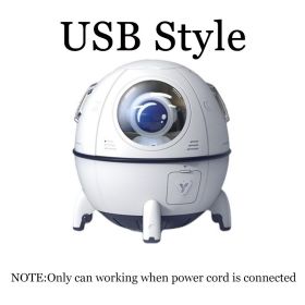 1pc 220ML Rechargeable Space Capsule Air Humidifier; USB Ultrasonic Cool Mist Aromatherapy Water Diffuser With Led Light Astronaut (Color: White, Model: USB Type)