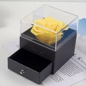 Preserved Real Rose Eternal Handmade Preserved Rose with Love You Necklace  Gift;  Enchanted Real Rose Flower for Valentine's Day Anniversary Wedding (Color: Yellow)