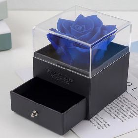 Preserved Real Rose Eternal Handmade Preserved Rose with Love You Necklace  Gift;  Enchanted Real Rose Flower for Valentine's Day Anniversary Wedding (Color: Blue)