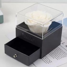 Preserved Real Rose Eternal Handmade Preserved Rose with Love You Necklace  Gift;  Enchanted Real Rose Flower for Valentine's Day Anniversary Wedding (Color: White)