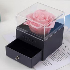Preserved Real Rose Eternal Handmade Preserved Rose with Love You Necklace  Gift;  Enchanted Real Rose Flower for Valentine's Day Anniversary Wedding (Color: Pink)