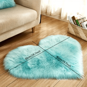 1pc Heart-Shaped Faux Sheepskin Area Rug - Soft and Plush Carpet for Home, Bedroom, Nursery, and Kid's Room - Perfect for Home Decor and Comfort (Color: LIGHT BLUE, size: 15.75*19.69inch)