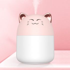 Cute Pet Humidifier Mini Office Desktop Air Conditioning Room Air Humidification Usb Small Household Heavy Fog Spray (Color: Pink cat)