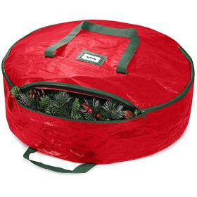 Christmas Wreath Storage Container, Waterproof Plastic Wreath Storage Bag (Color: Red, size: 75*20cm)