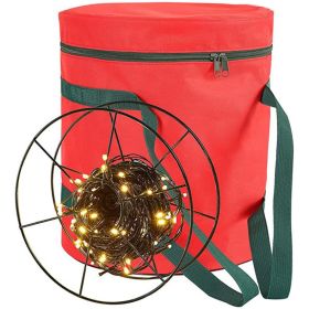 Christmas Lights Storage Bags, 3 Metal Reels to Store Holiday Christmas String Lights (Color: Red)